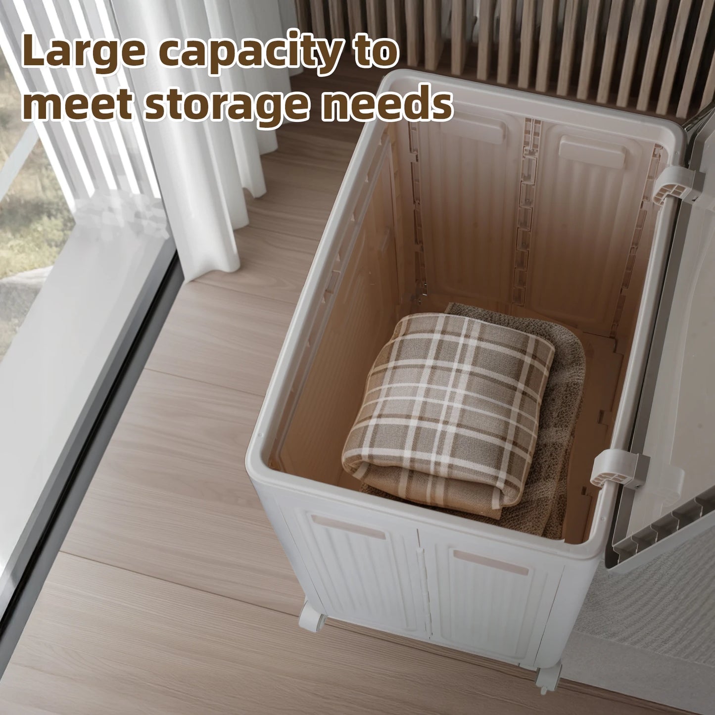 Feather Foldable Storage Box With Wheels Organizer Plus