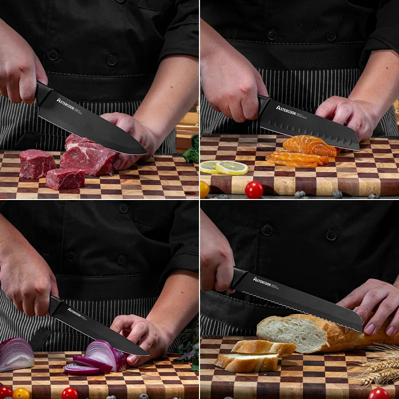 Astercook Knife Set With Sharpener German Stainless Steel