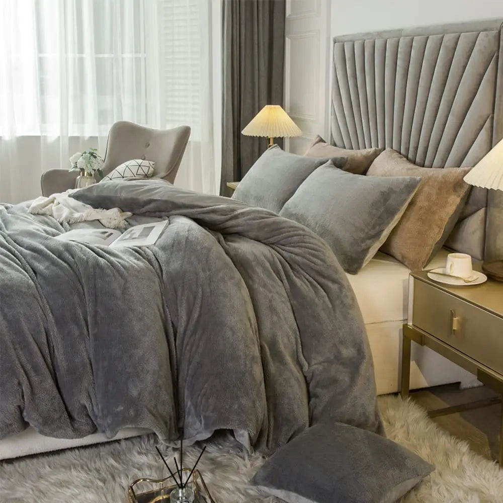 Hign Velvet Shaggy Duvet Cover Set Ultra Soft Bedding
