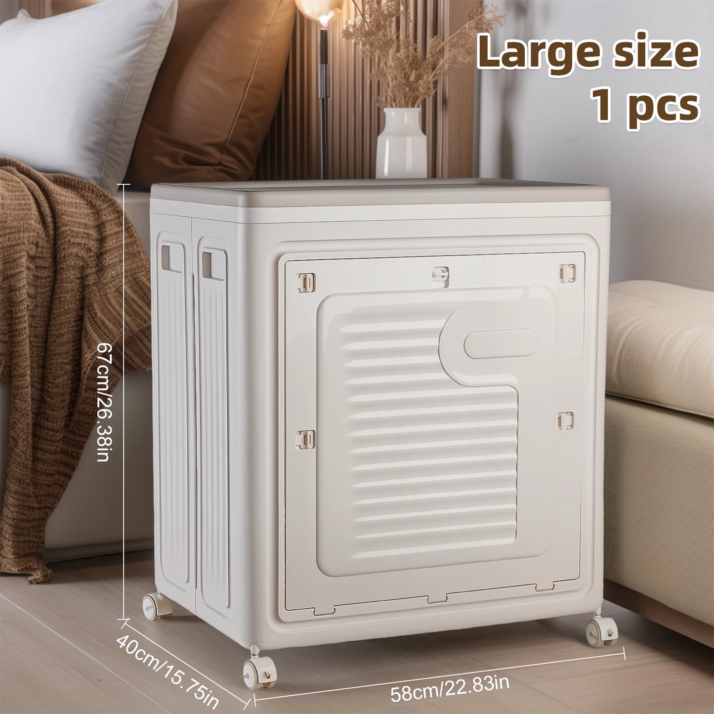 Feather Foldable Storage Box With Wheels Organizer Plus