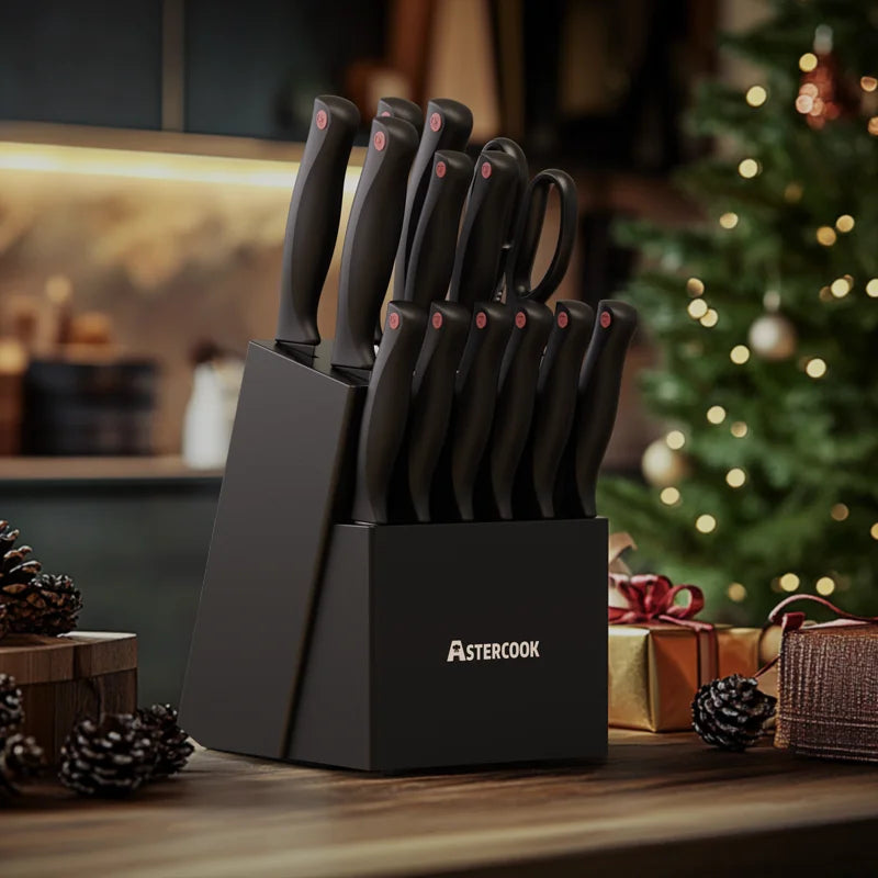 Astercook Knife Set With Sharpener German Stainless Steel