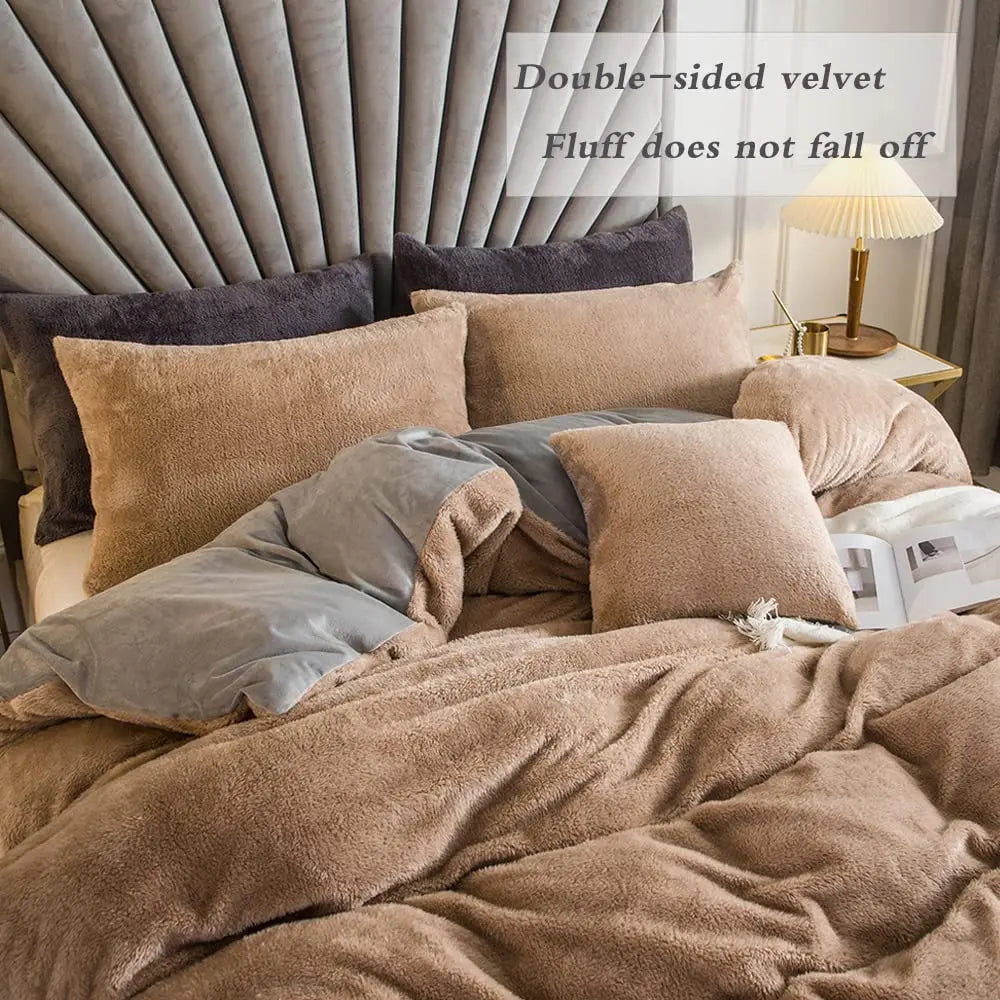 Hign Velvet Shaggy Duvet Cover Set Ultra Soft Bedding