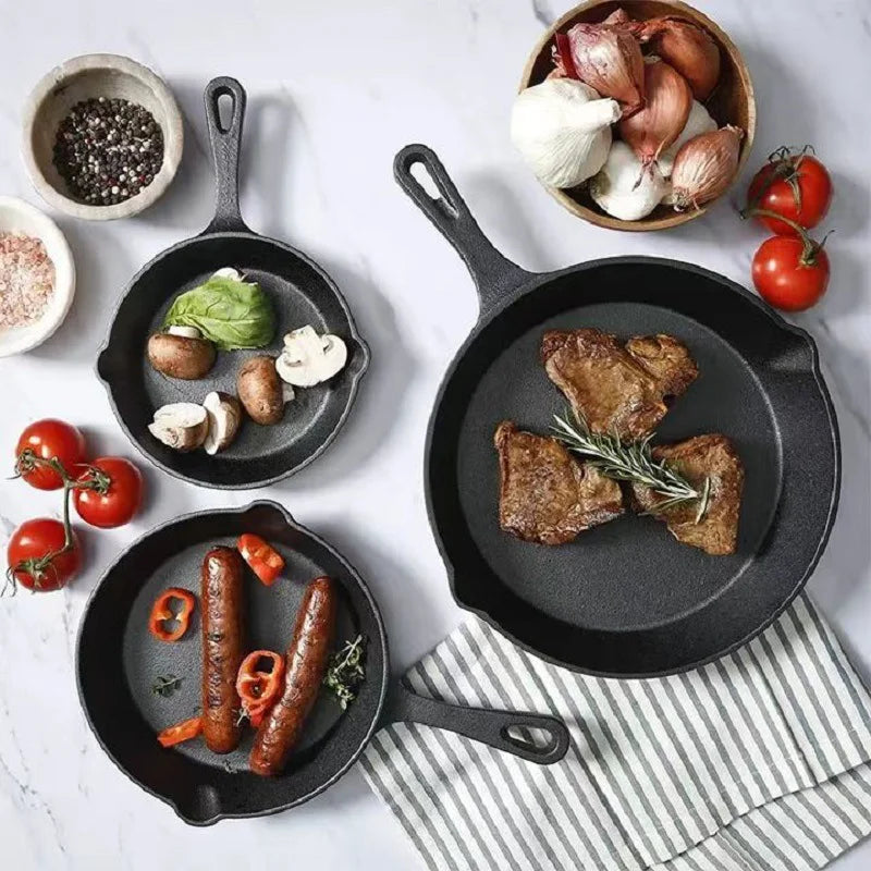 Feature Eco Friendly 3 Piece Cast Iron Cookware Set Skillets
