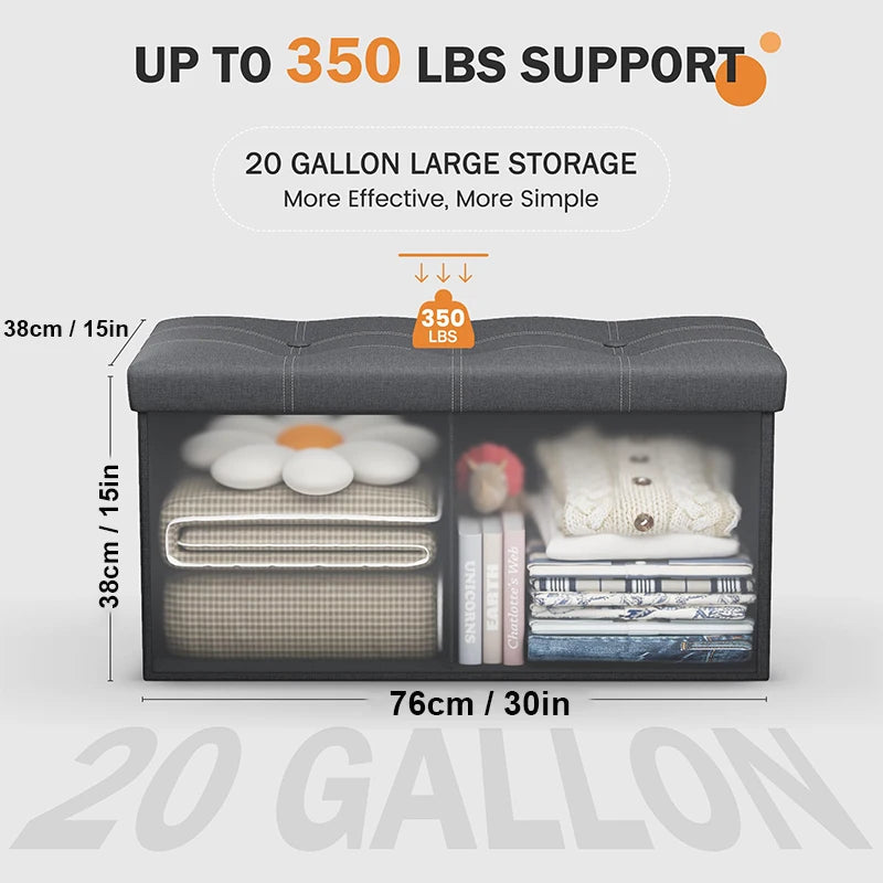 Feature Multifunctional Storage Stool With Cotton Linen