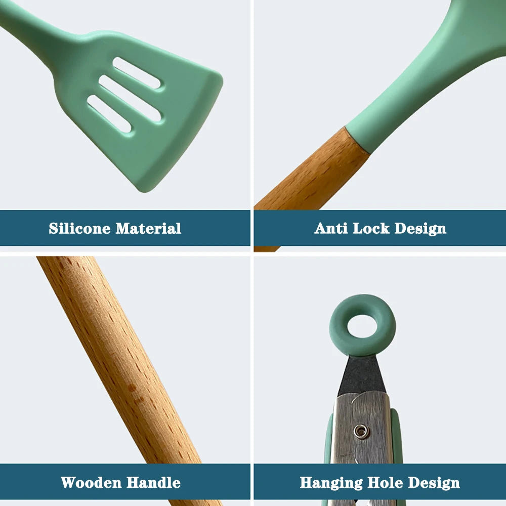 Feature Silicone Kitchen Utensil Set Nonstick Spatula Tools