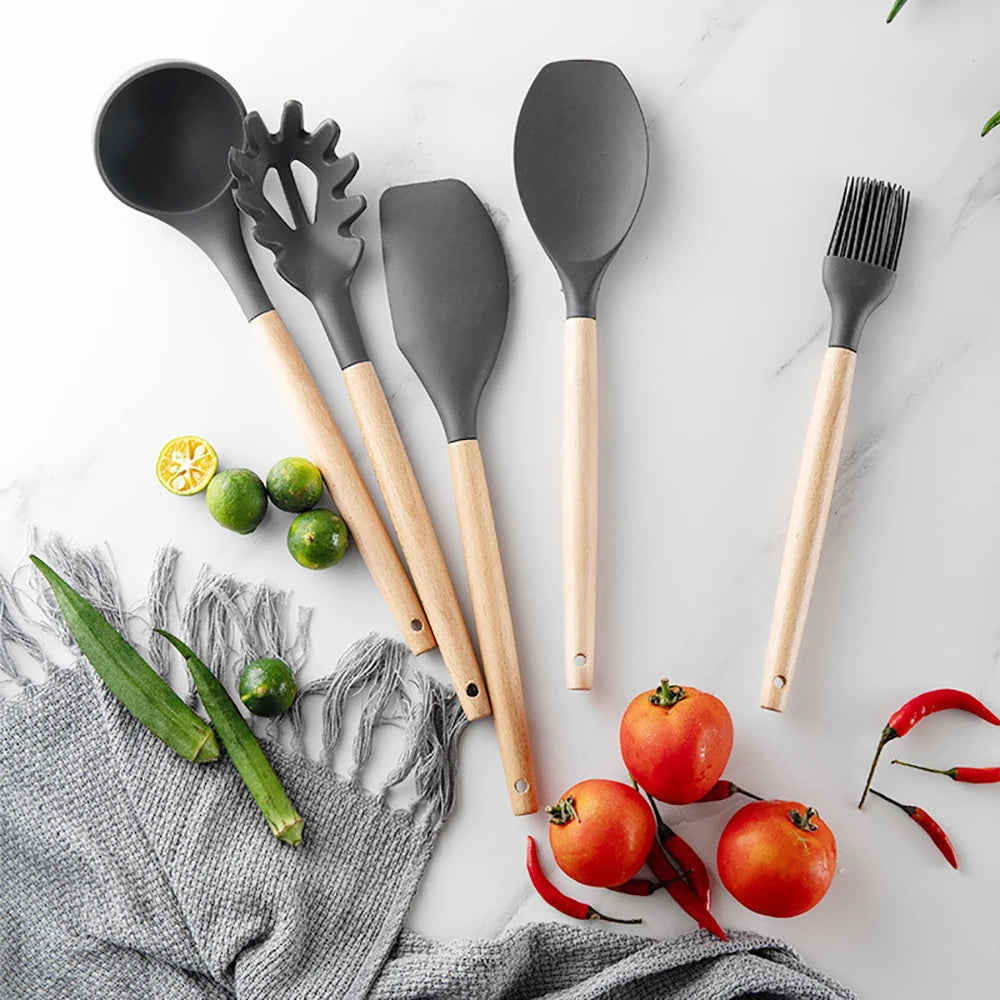 Feature Silicone Kitchen Utensil Set Nonstick Spatula Tools