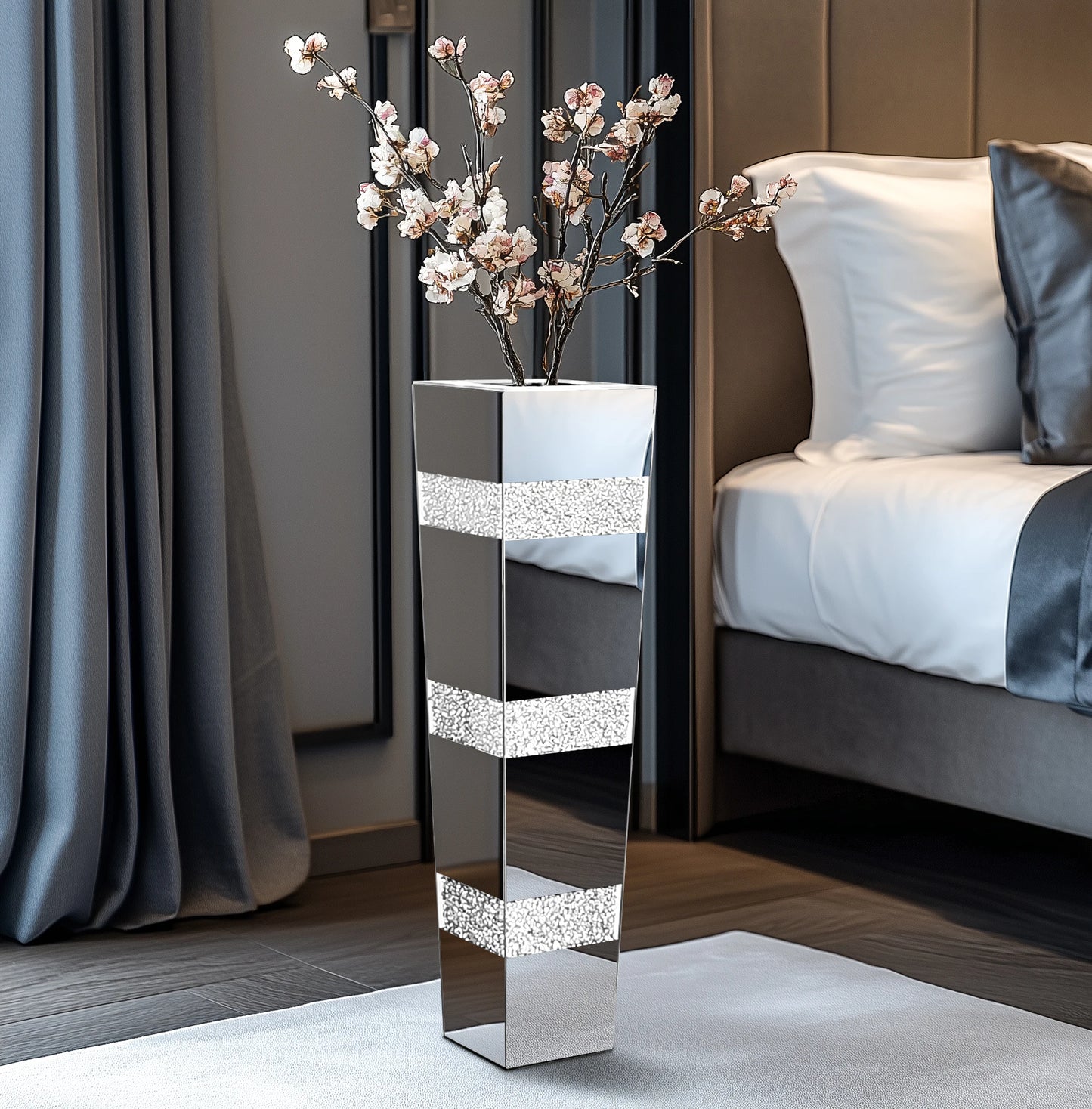 Function Floor Mirror Vase With Crushed Diamond Glass