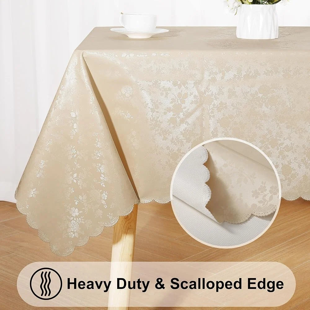 Fujian Craft of Weaving Waterproof Floral Vinyl Tablecloth