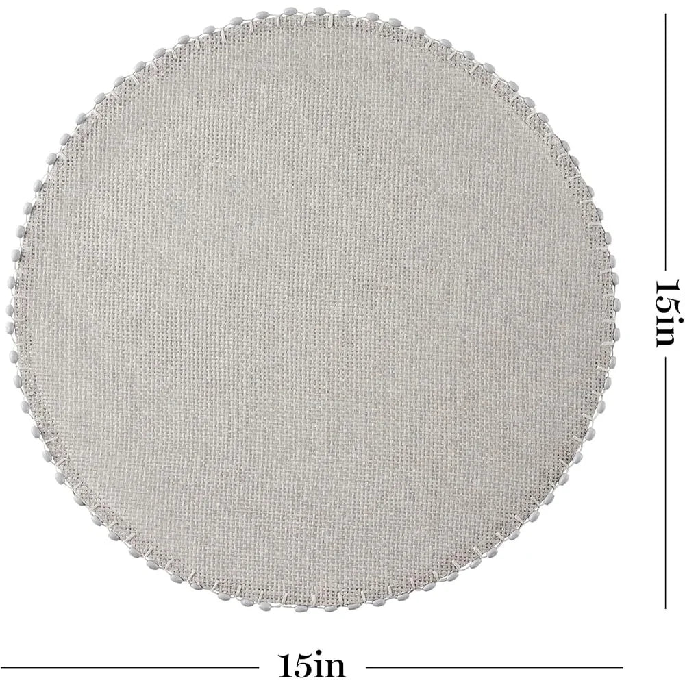 XMSJ Waterproof Woven Paper Placemat Set with Wooden Beads