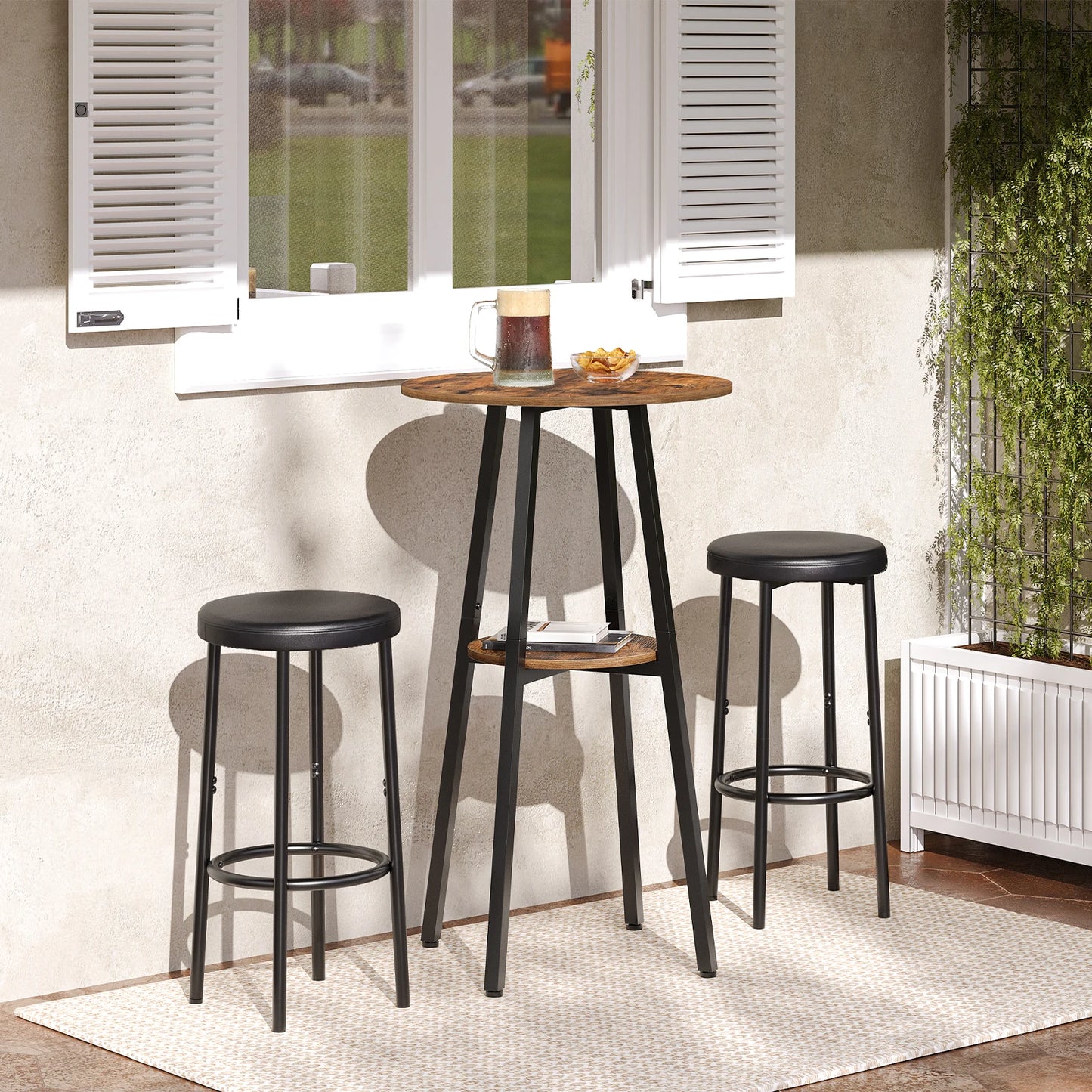 Round Bar Table With Storage Two Tier Bistro Table Premium