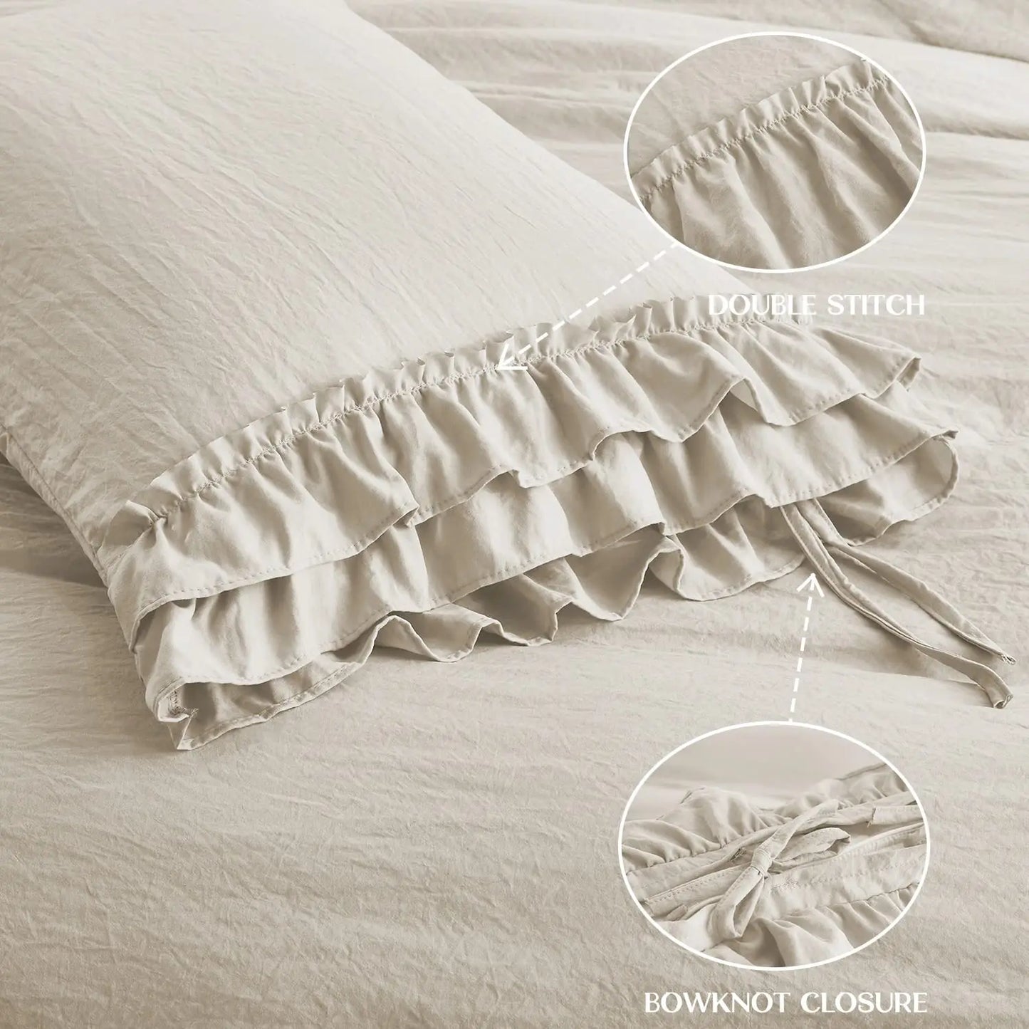 Breez Duvet Cover Set Ruffled Farmhouse Bedding 3 Piece