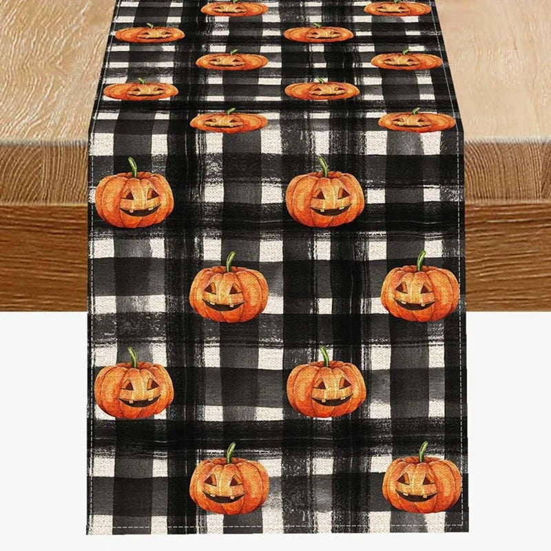 Guangdong Halloween Linen Table Runner Ghost Pumpkin Boo