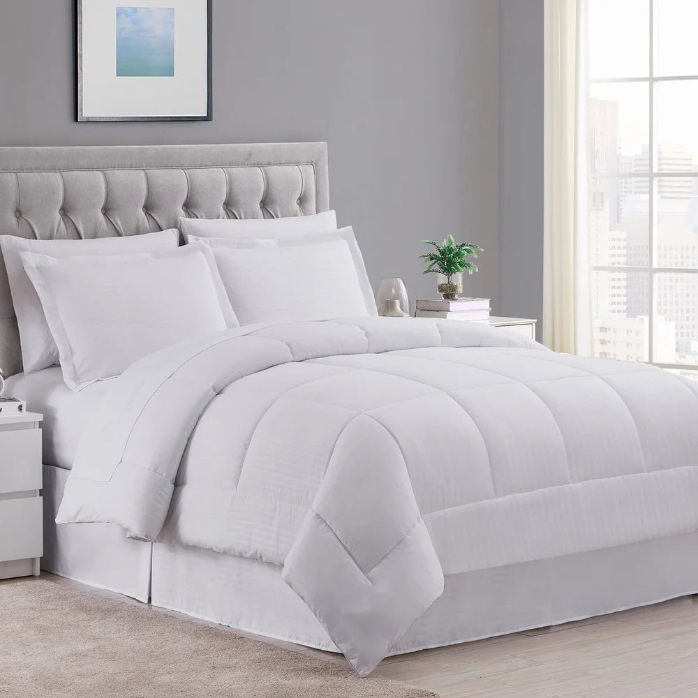 DUTRIEUX Hotel Dobby Stripe Bedding In A Bag 8 Piece Set