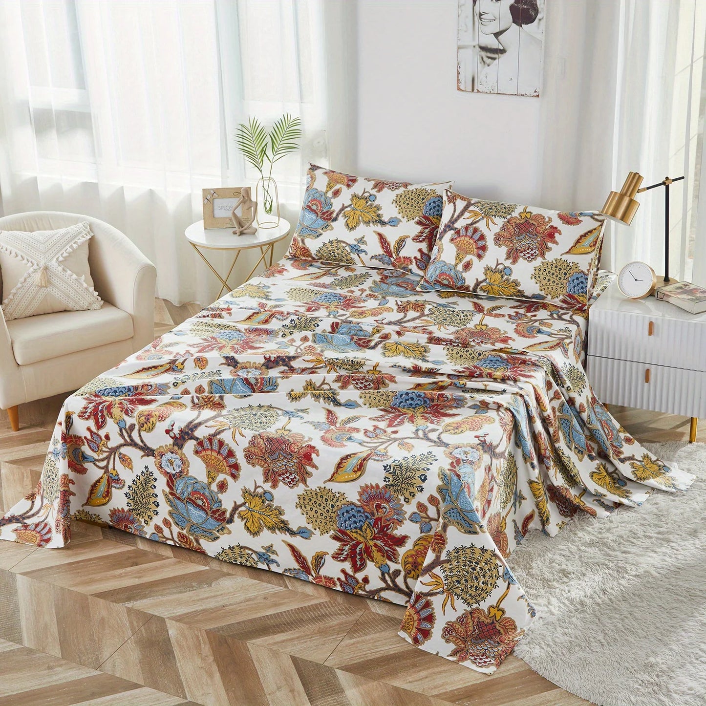 LISSTHERCN Egyptian Cotton Fitted Sheet Set Boho Bedding