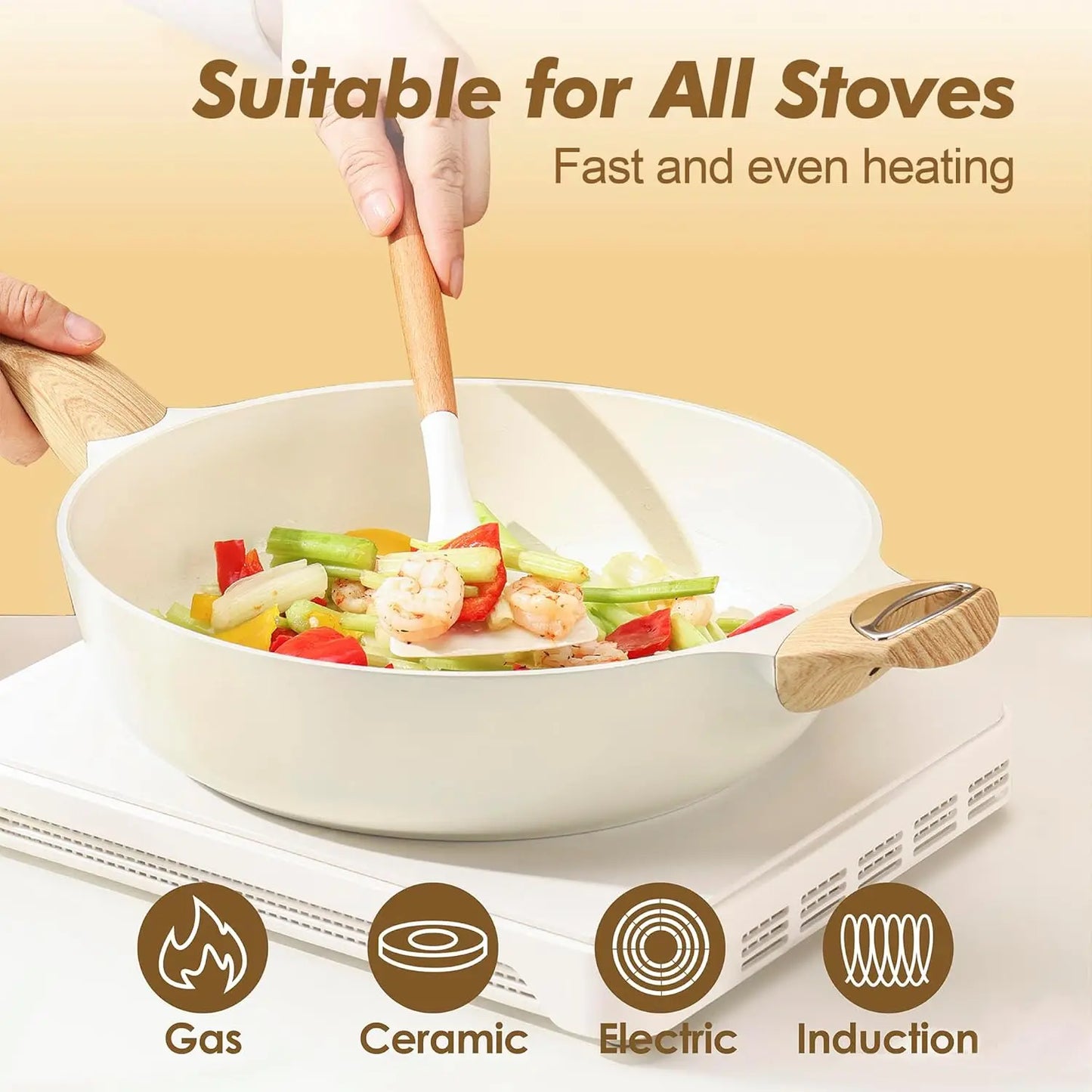 XMSJ Ceramic Cookware Sets Nonstick Induction Safe Kitchen