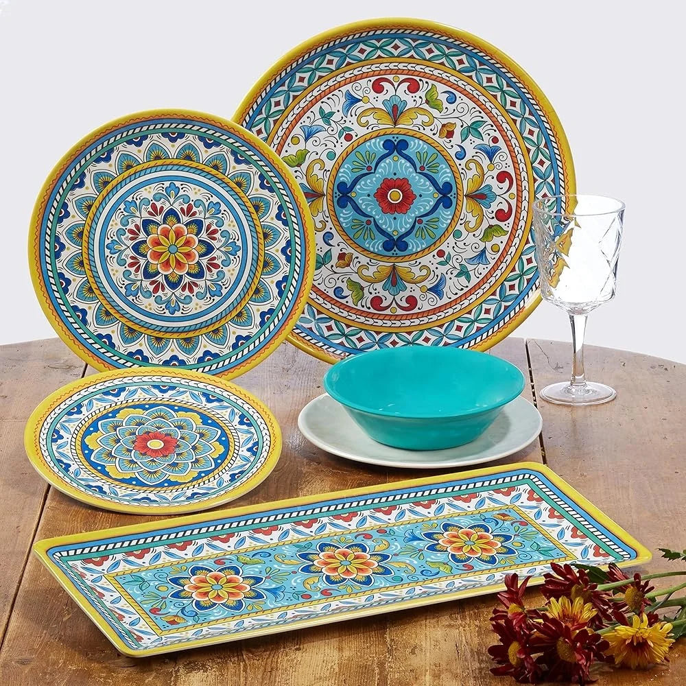 XMSJ Set Of Six Melamine Bowls Mediterranean Floral Design