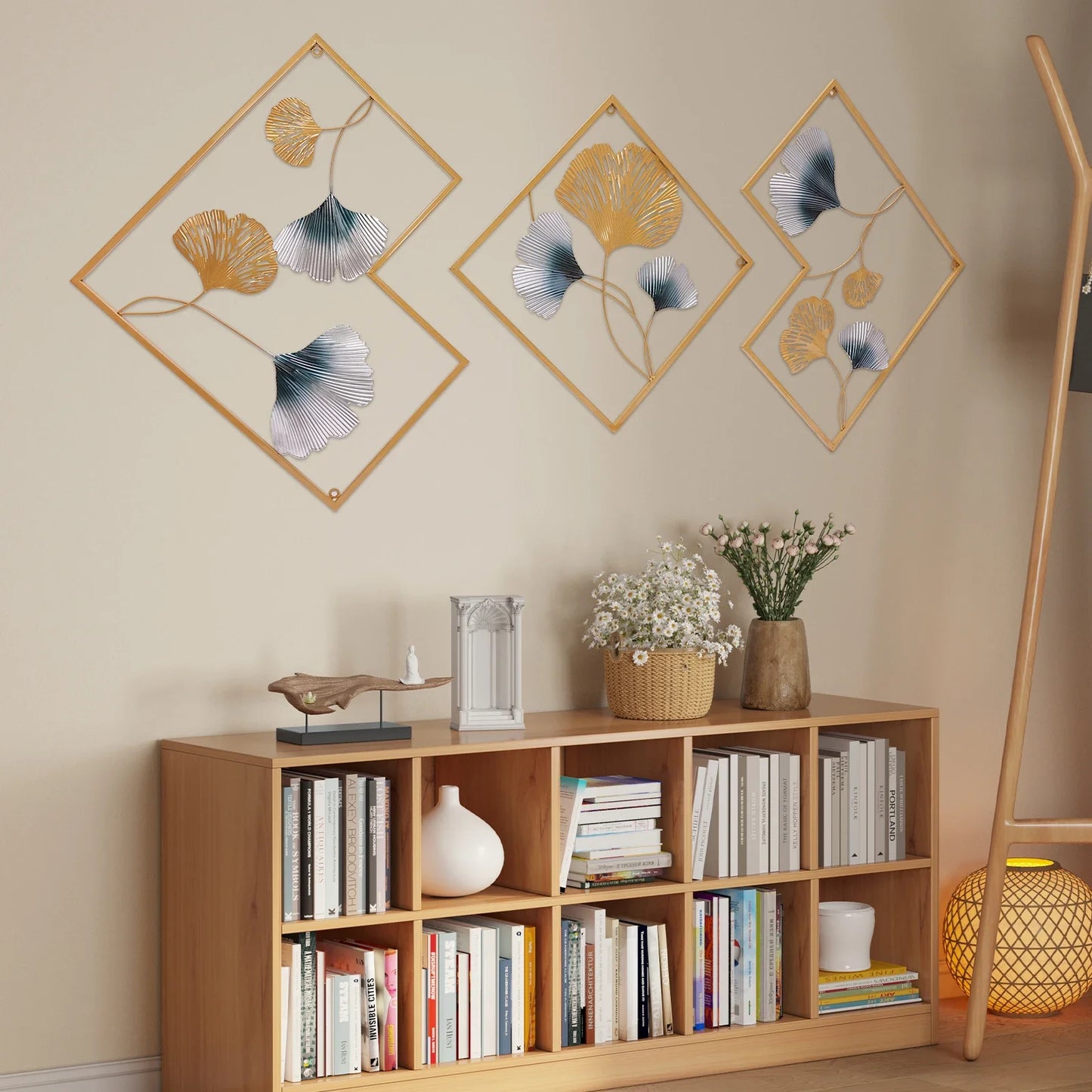 Hign-concerned 3D Metal Leaf Wall Decoration Set of Three