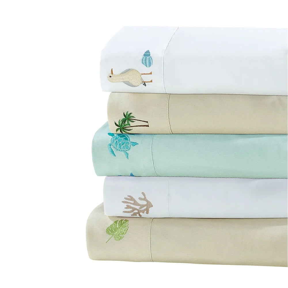 DUTRIEUX Embroidered Palm Tree Grove Bedding Sheet Set