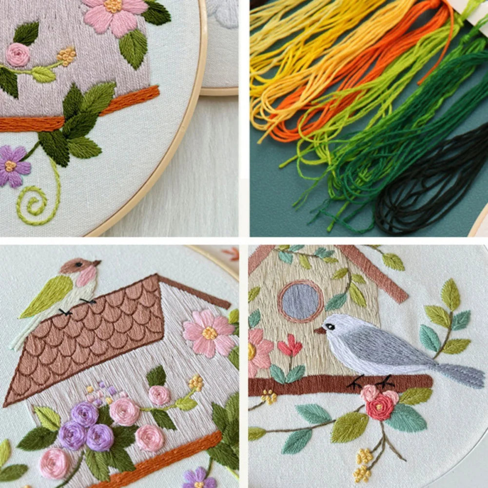 Guangdong Embroidery Kit Bird Flower House Cross Stitch