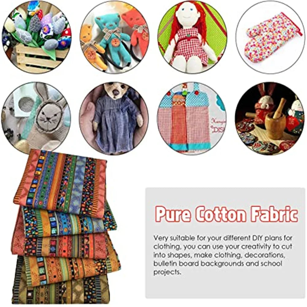 TWISTER 5 Piece Colored Ethnic Pattern Cotton Fabric Set