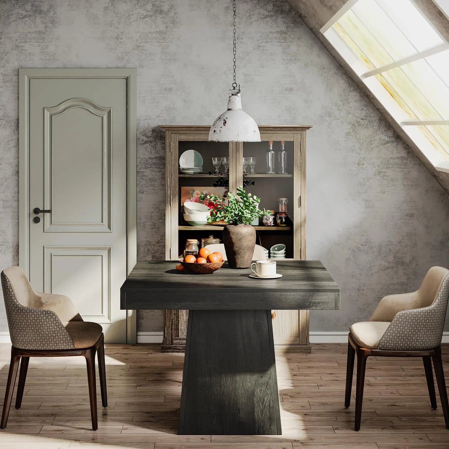 Tribesigns Square Dining Table For Four With Pedestal