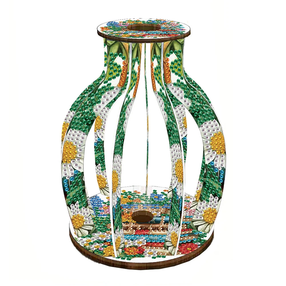 ALLOYSEED 5D Diamond Art Vase DIY Acrylic Wood Desk Decor
