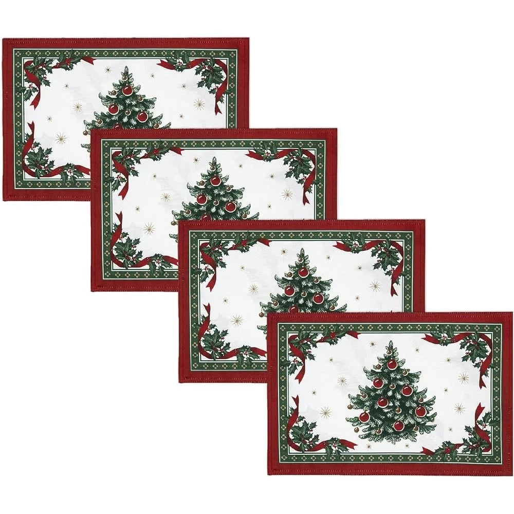 DUTRIEUX Reversible Christmas Placemats Set 4 Polyester