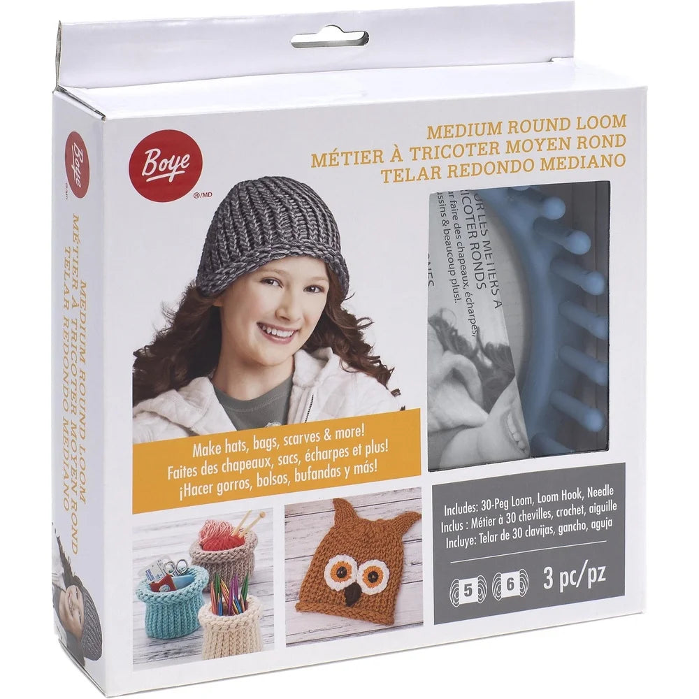 XMSJ Round Loom Knitting Kit 30 Pegs With Hook And Needle