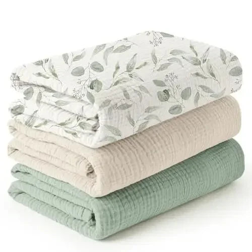 Cotton Muslin Swaddle Baby Blanket Set For Newborn Gifts