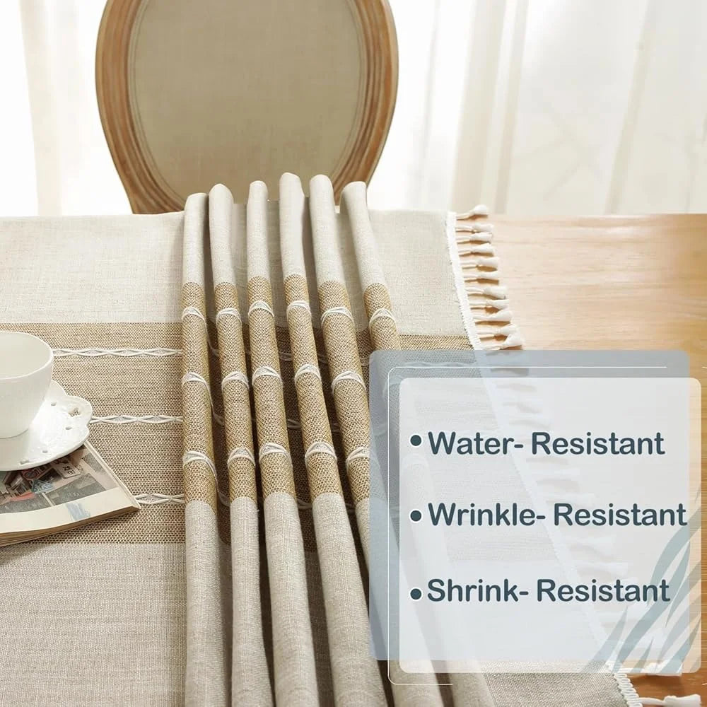 FujianCraft Of Weaving Rustic Waterproof Tablecloth Fringed
