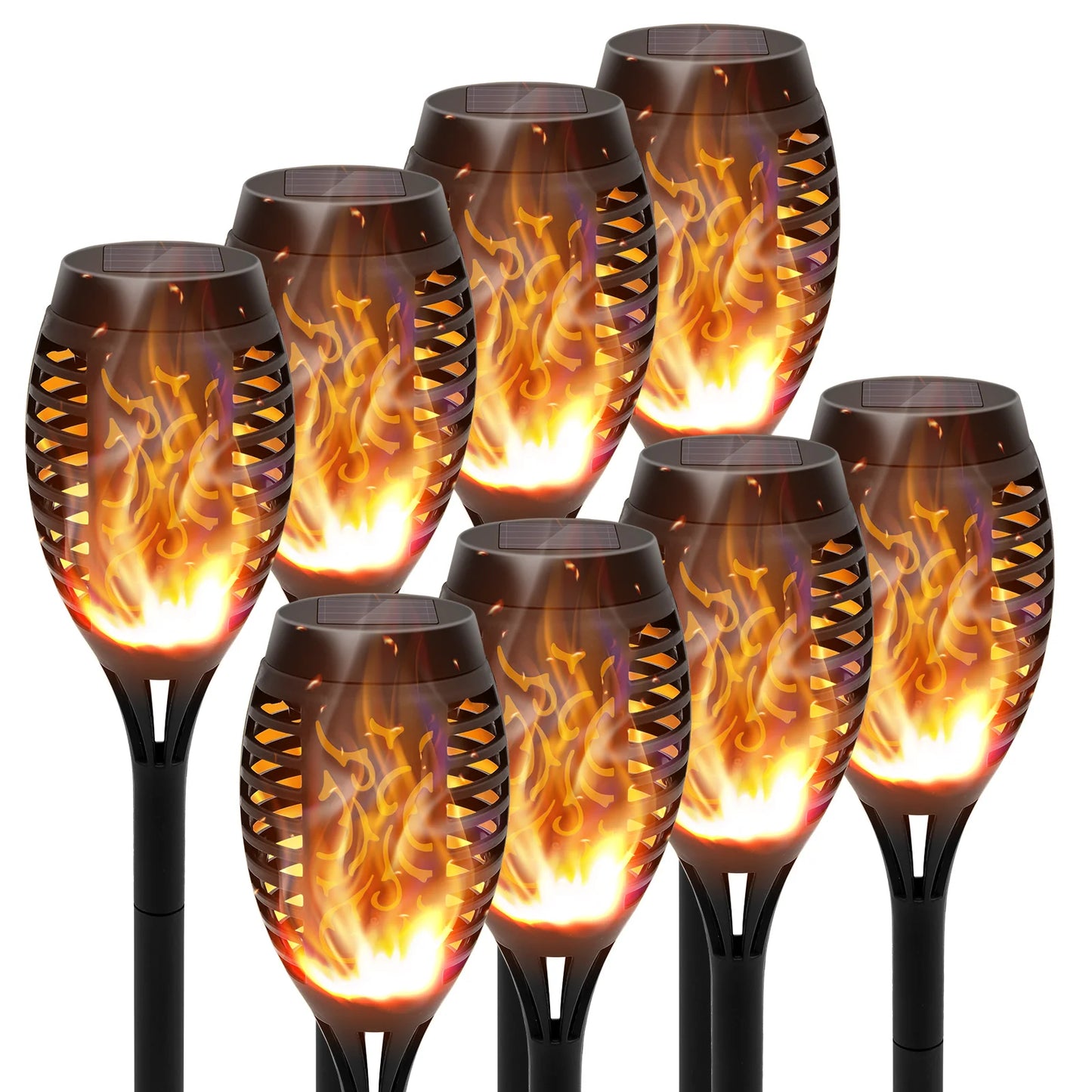 Solar Torch Lights With Flickering Flame Waterproof Outdoor LED