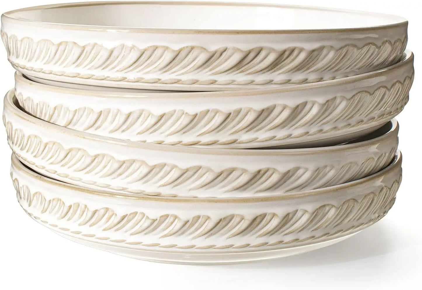 XMSJ Pasta Bowls Set Of 4 Ceramic Soup Bowls Kitchen