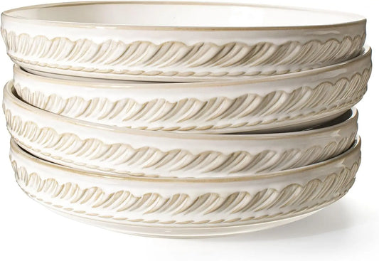 XMSJ Pasta Bowls Set Of 4 Ceramic Soup Bowls Kitchen