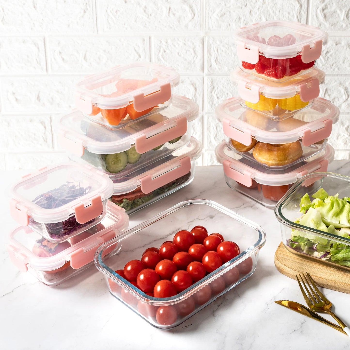 Glass Food Storage Containers Set Leakproof Airtight BPA