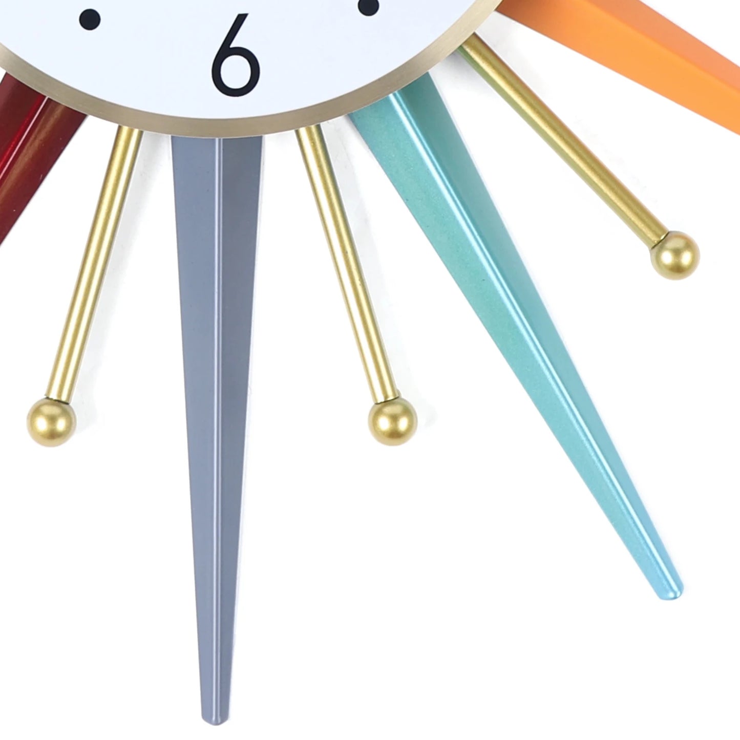 Hign-Concerned Wall Clock Starburst Mid Century Silent Decor
