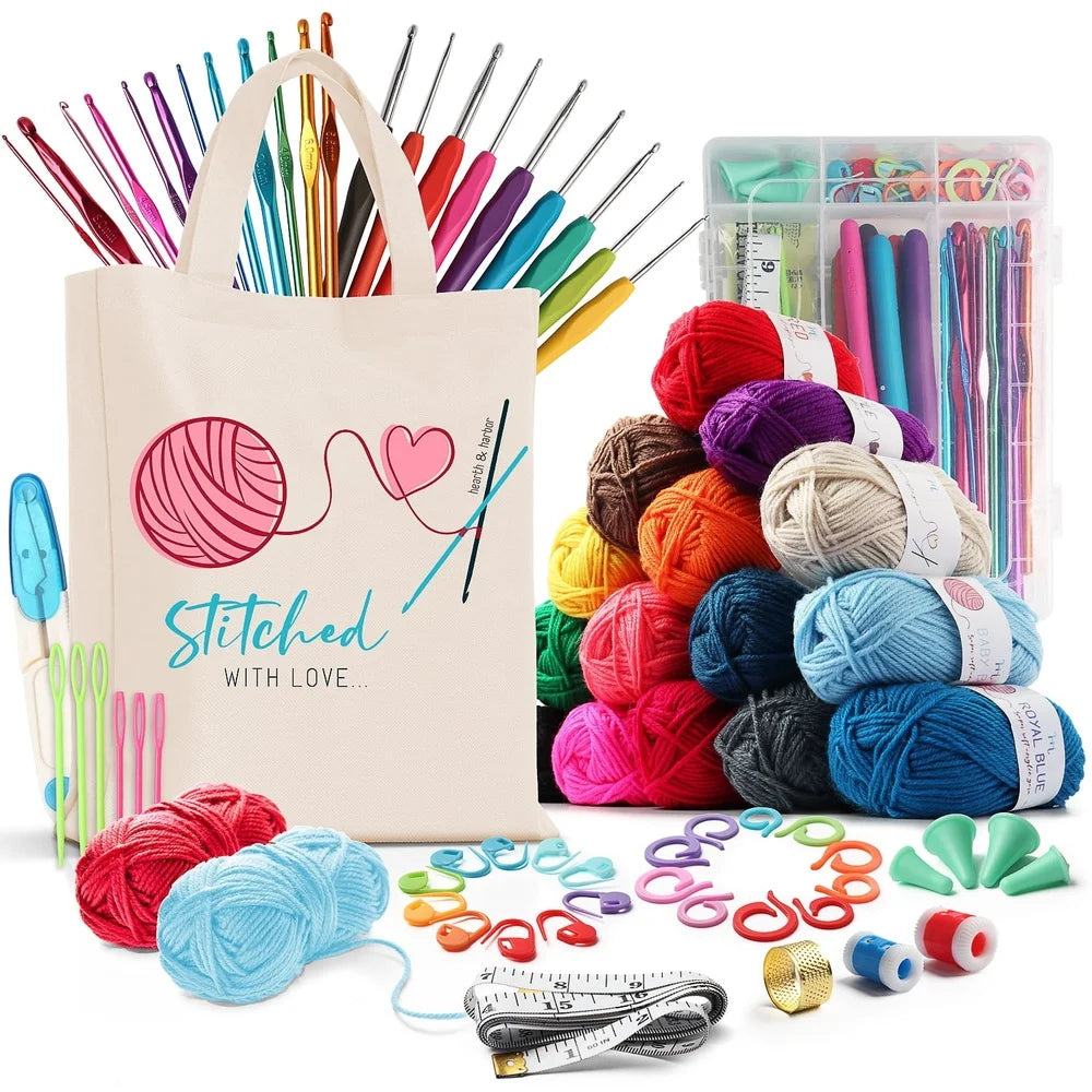 XMSJH Crochet Craft Kit Yarn Bundle 15 Colors 75 Yards