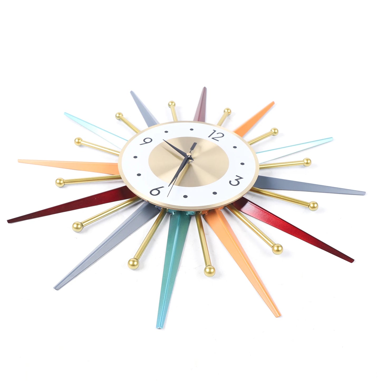 Hign-Concerned Wall Clock Starburst Mid Century Silent Decor