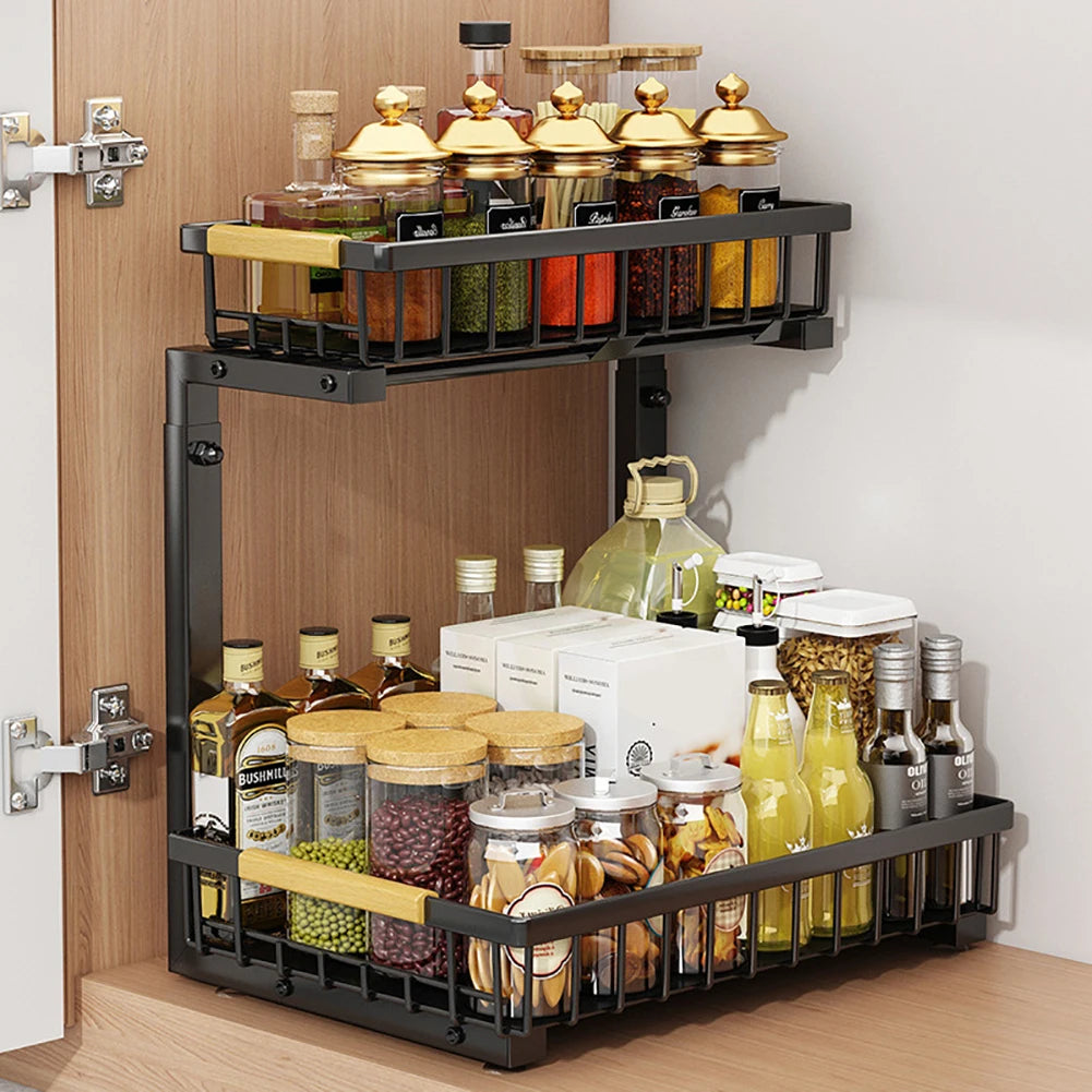 HiMISSH 2 Tier Pull Out Cabinet Organizer Under Sink