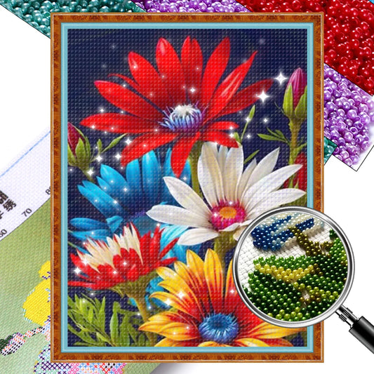 Shunmaii Bead Embroidery Kit Flower Cross Stitch Wall Decor