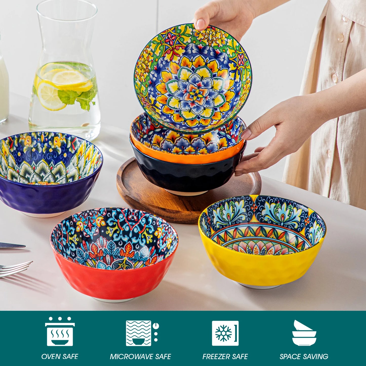 Malacasa Ceramic Soup Bowls Set Dishwasher Safe Dinnerware