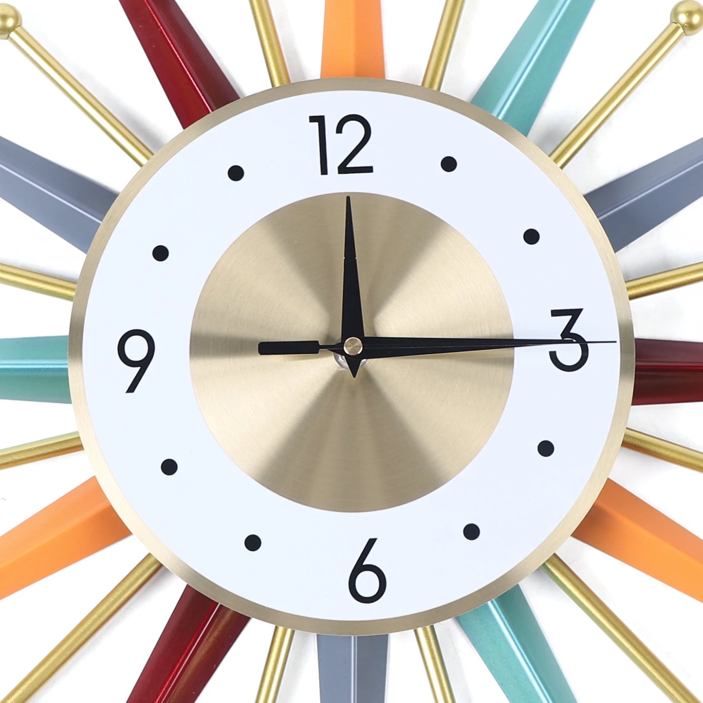 Hign-Concerned Wall Clock Starburst Mid Century Silent Decor