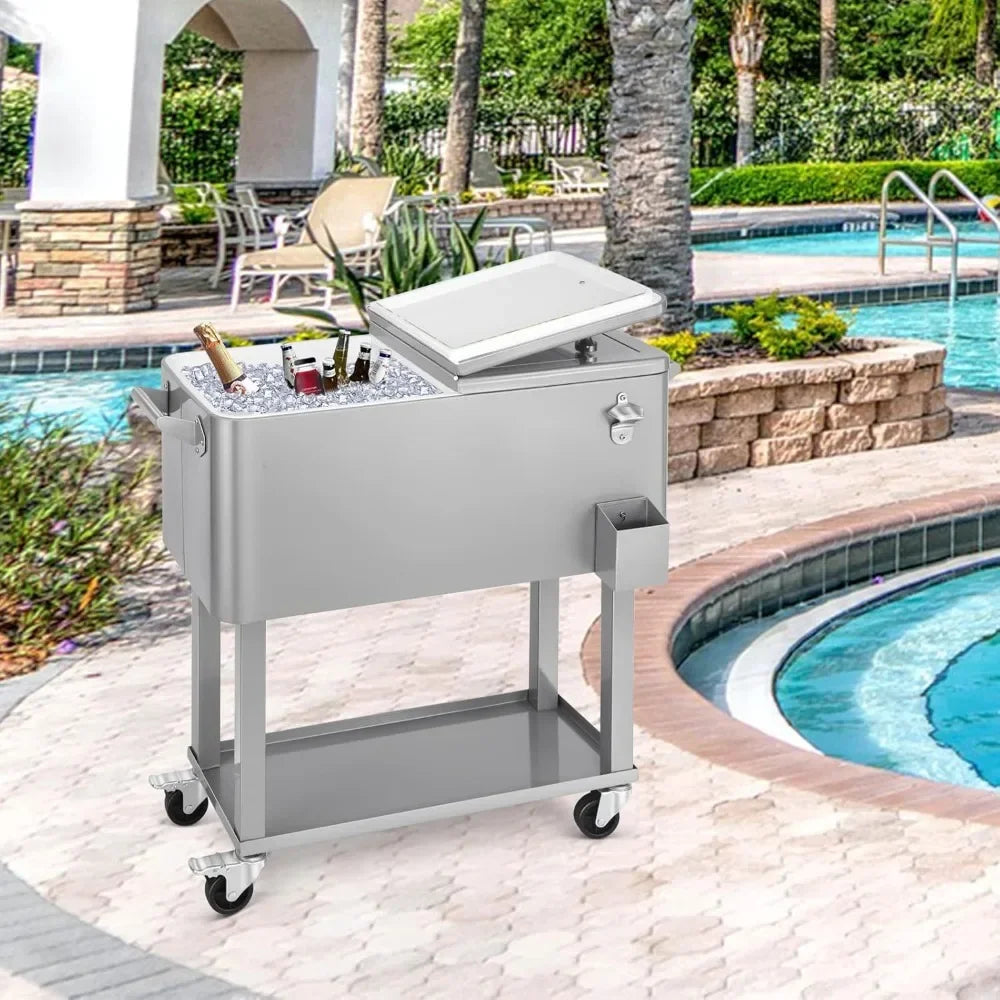 ANGDUO Rolling Ice Chest Cooler Cart For Patio Parties