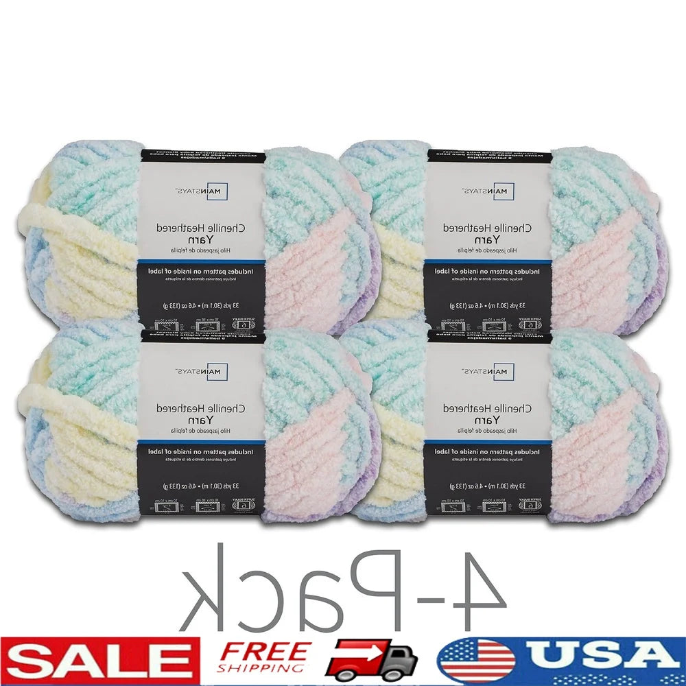 XMSJH Super Bulky Chenille Yarn Variegated Easy Care Pack