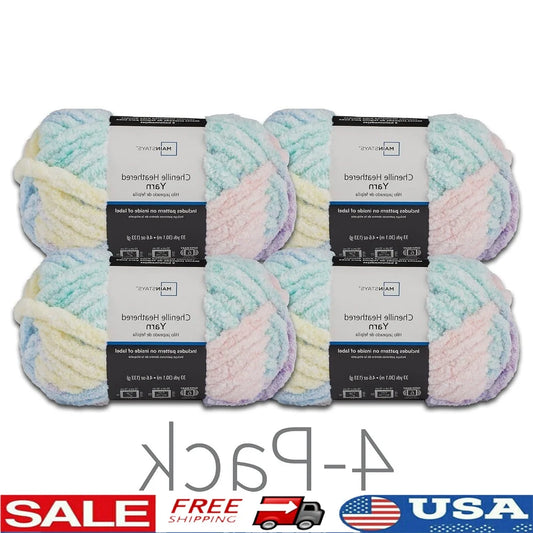 XMSJH Super Bulky Chenille Yarn Variegated Easy Care Pack