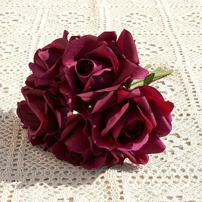 Amorobe Real Touch 5 Heads Rose Bouquet Latex Flowers