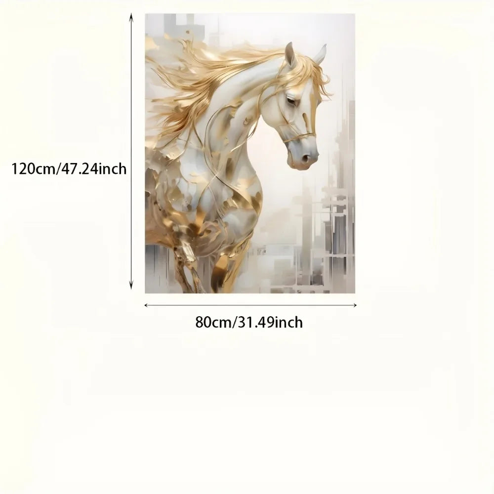 Hignconcerned Golden Horse Frameless Wall Art Painting