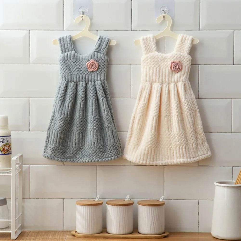 Coral Velvet Hand Towels Absorbent Dishcloths Wall Mounted