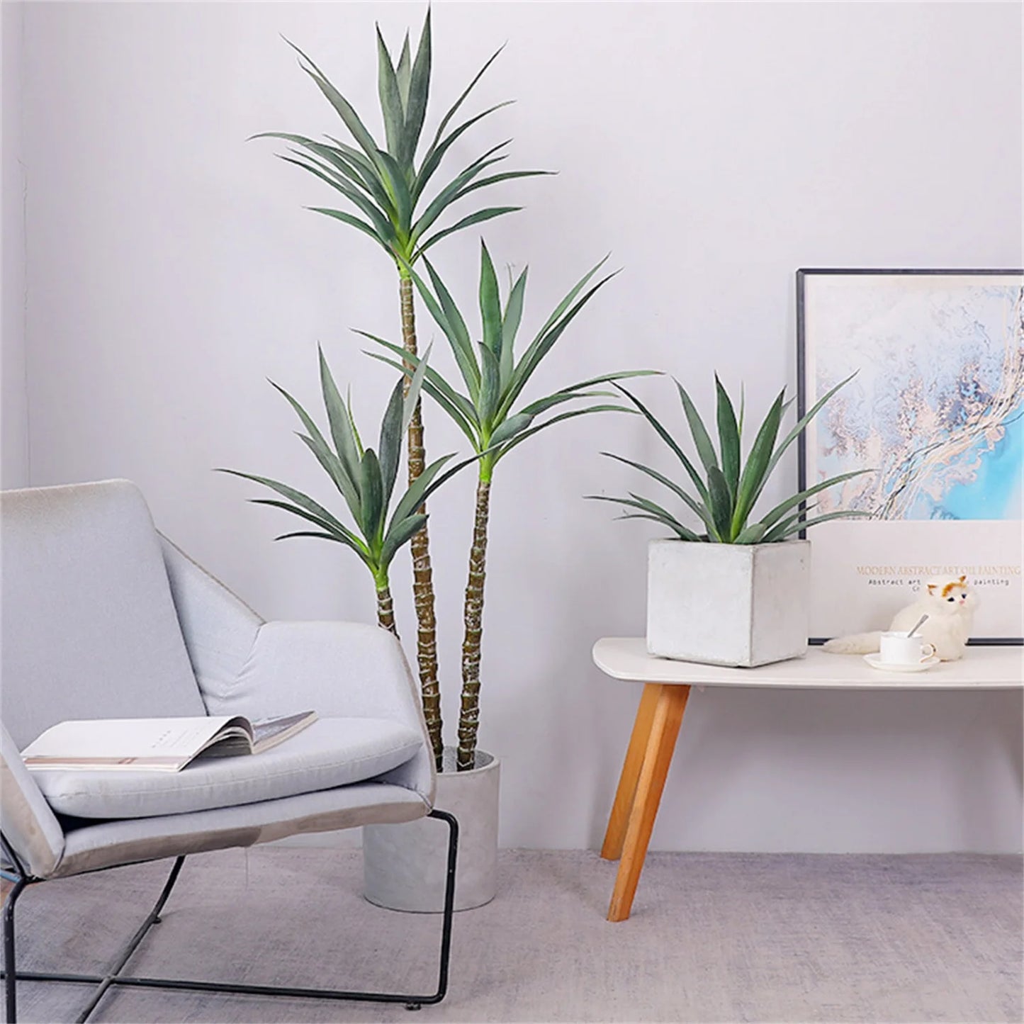 HiMISSCN Faux Agave Artificial Tree With Three Trunks