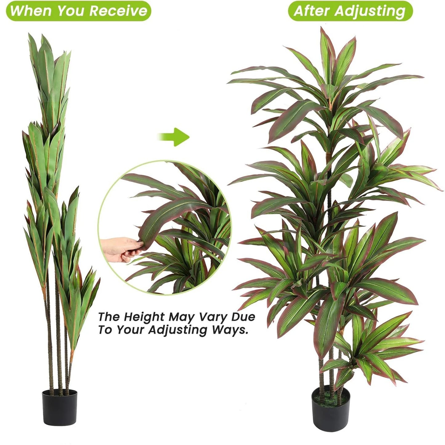 Artificial Dracaena Plant In Pot With Adjustable Branches