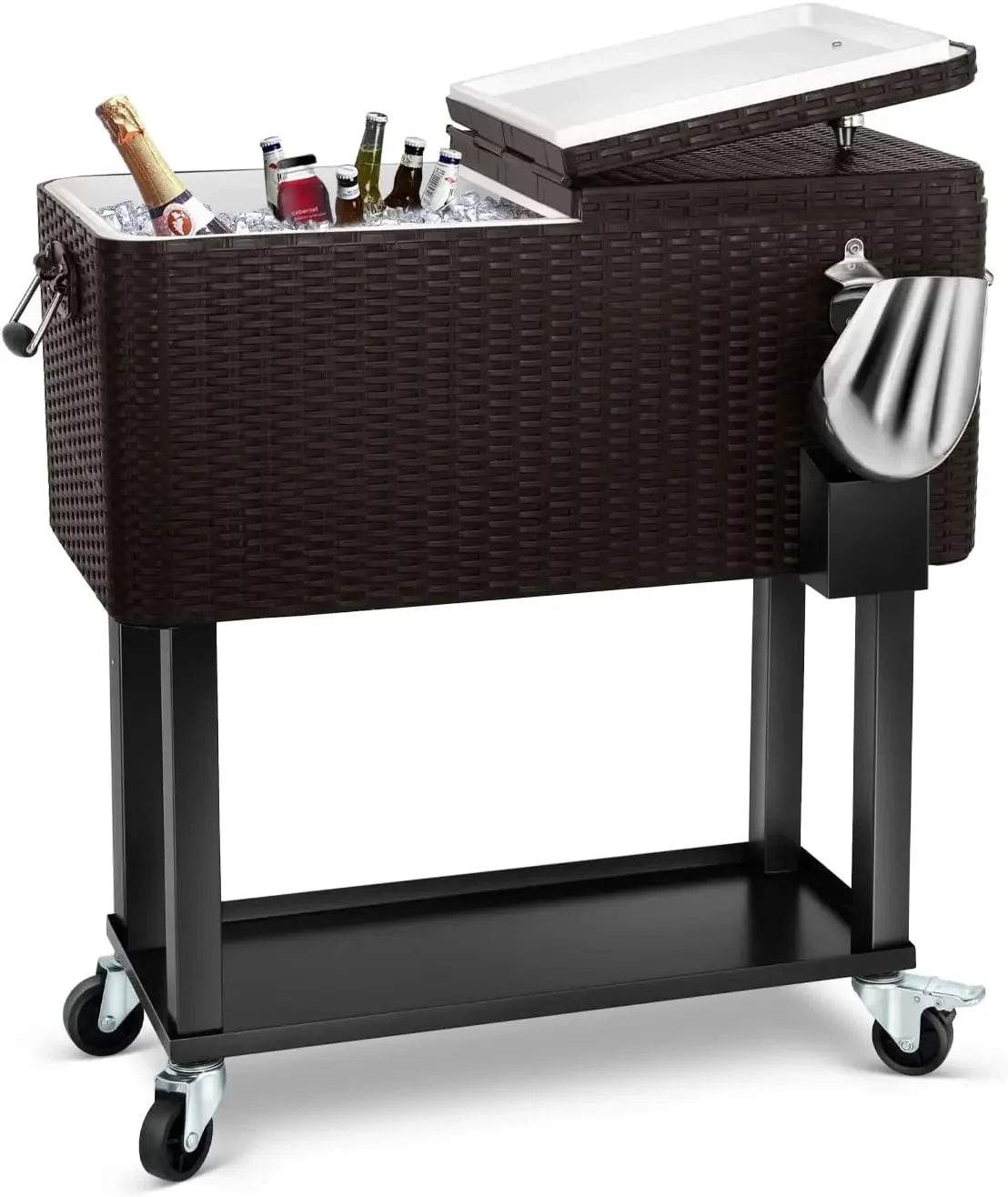 ANGDUO Rolling Ice Chest Cooler Cart For Patio Parties